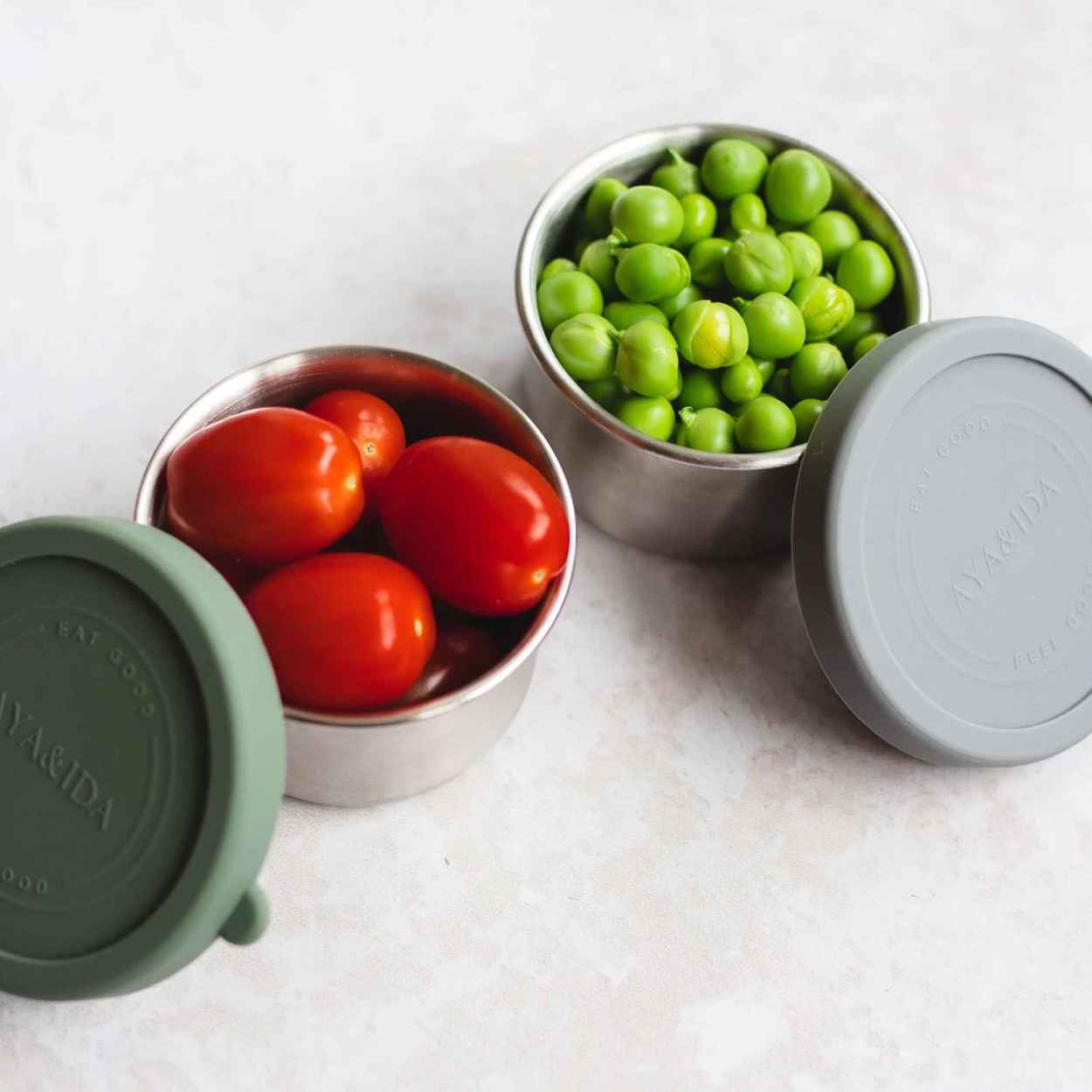 Aya & Ida Snack Containers 100 ml, Dark Grey / Tropical Green