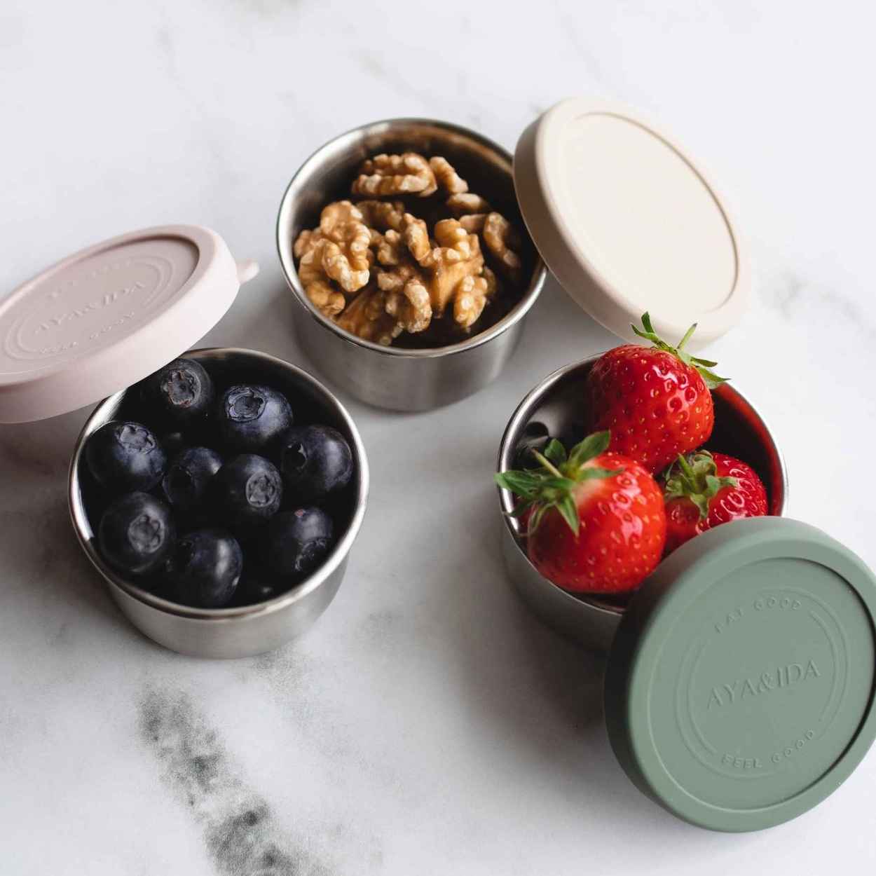 Aya & Ida Snack Containers 100 ml, Dark Grey / Tropical Green