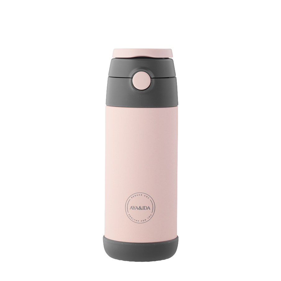 Aya & Ida Thermo Kids Straw Bottle 350 ml, Soft Rose