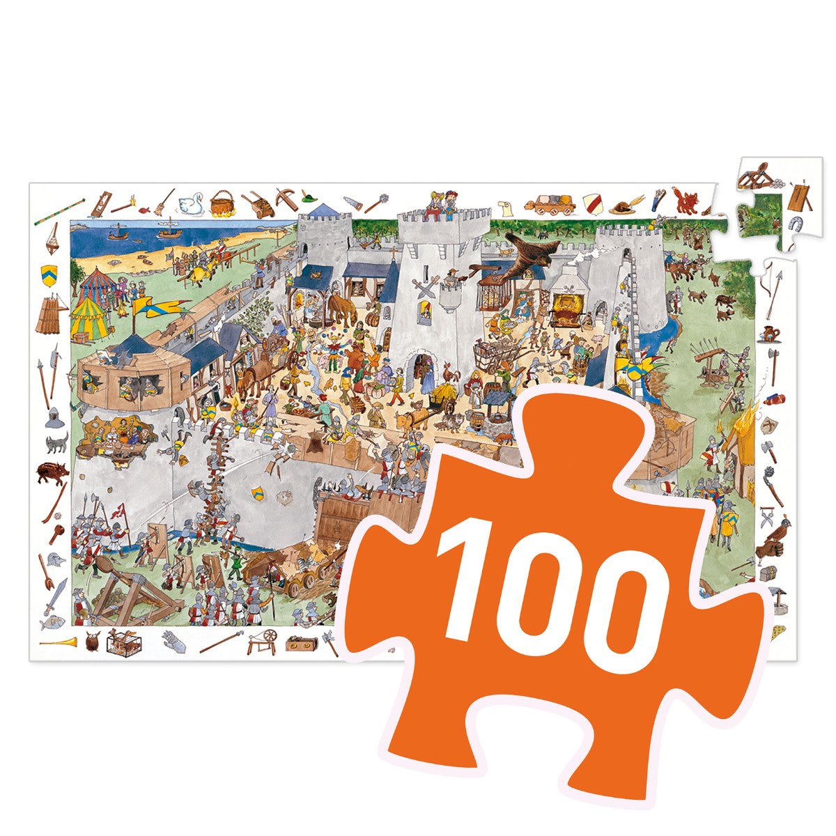 Djeco puslespil 100 brikker, Ridderborg