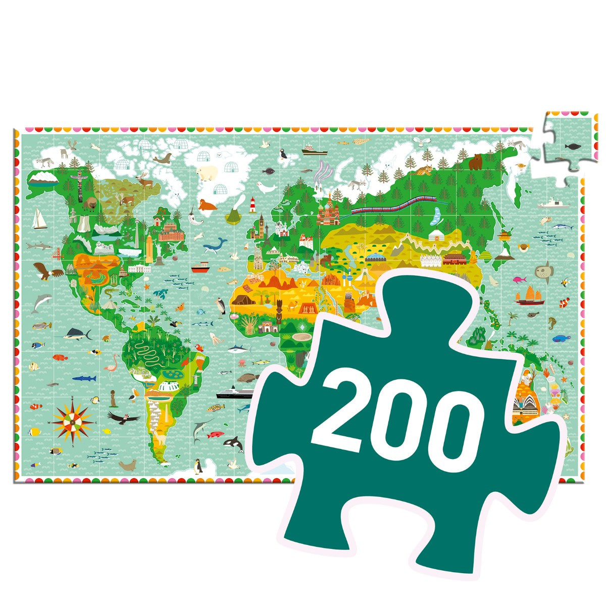 Djeco Observationspuslespil 200 brikker, Verdens monumenter