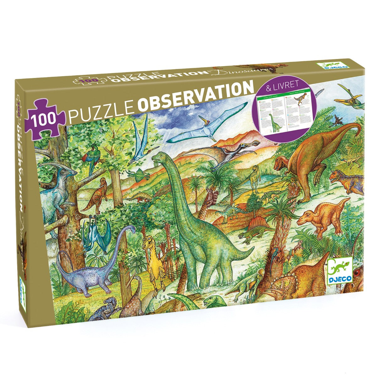 Djeco Observationspuslespil 100 brikker, Dinosaur
