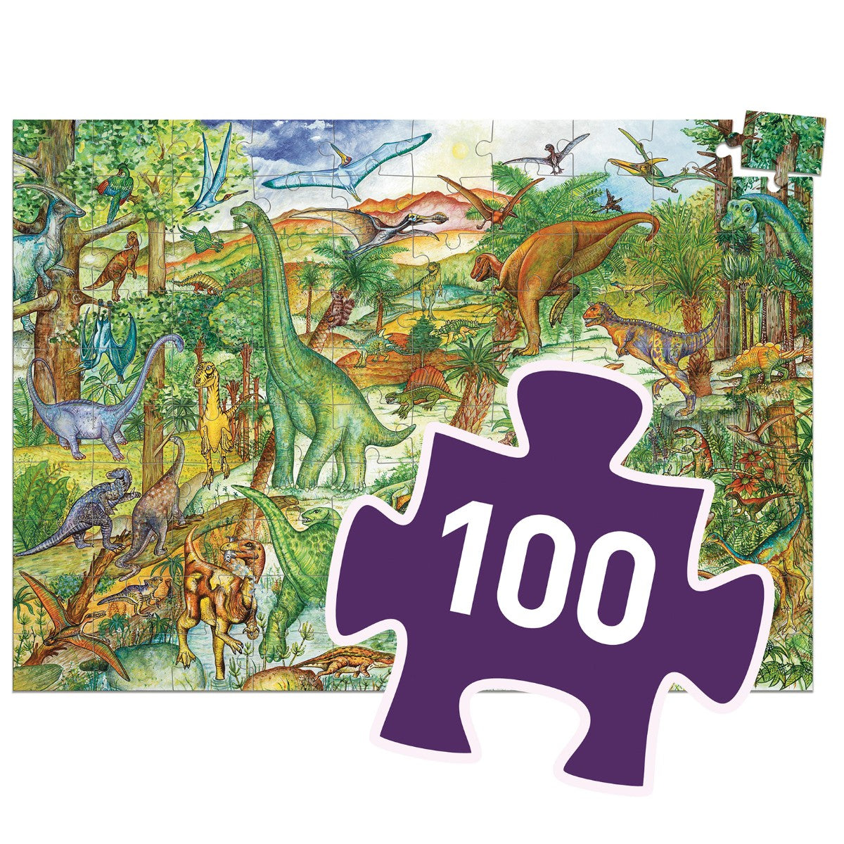 Djeco Observationspuslespil 100 brikker, Dinosaur