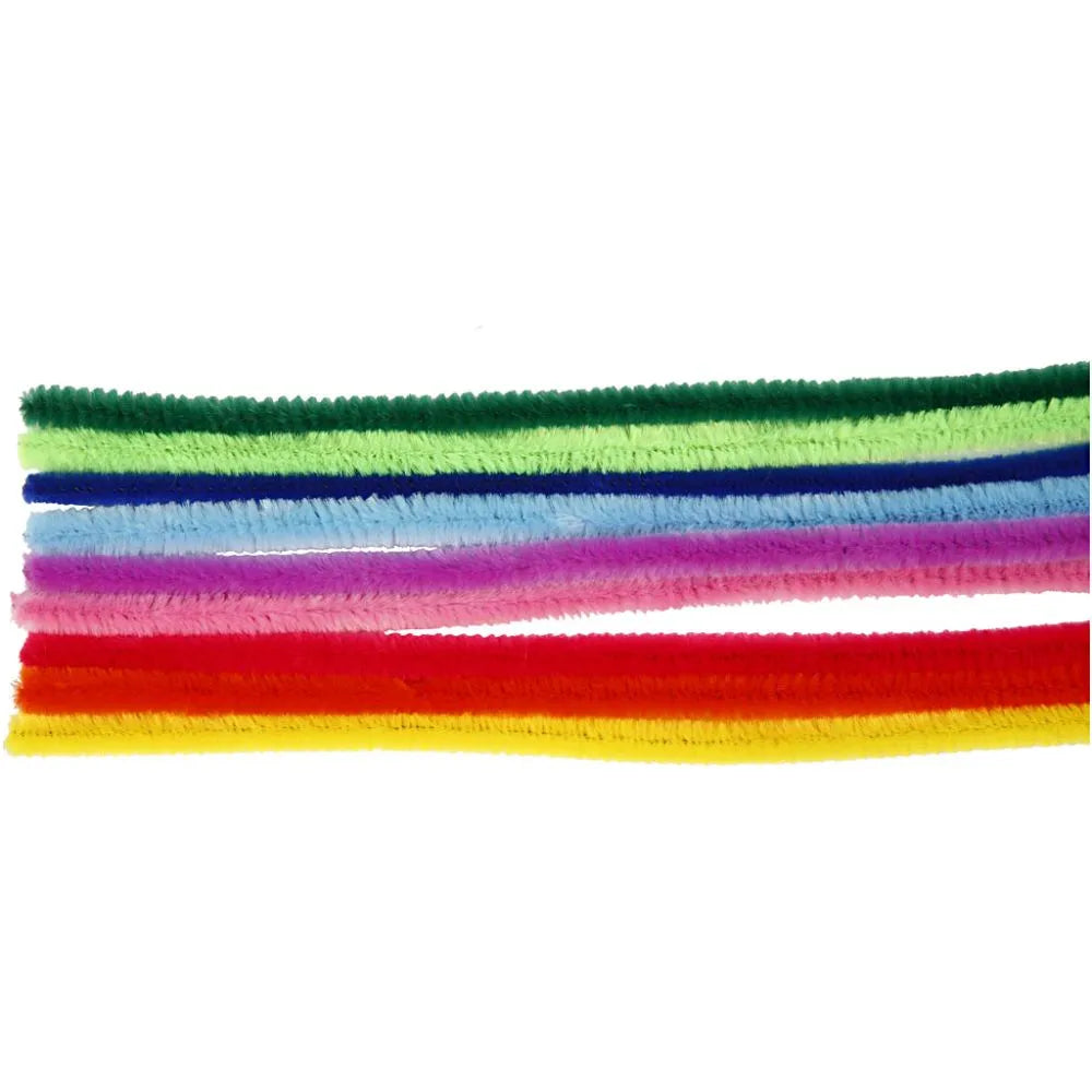 Chenille piberensere 24 stk. Klare farver