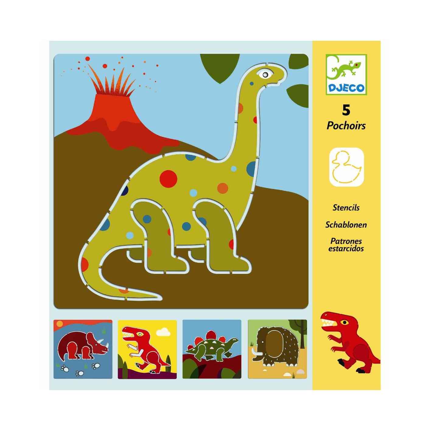 Djeco Tegneskabelon 5 stk. Dinosaur
