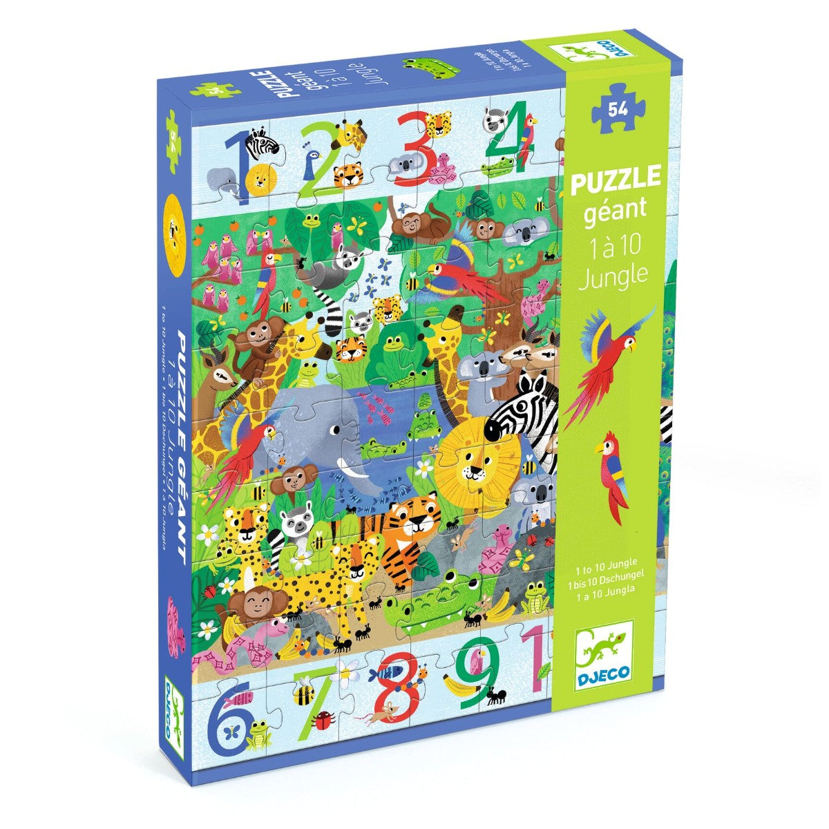 Djeco Gulvpuslespil 54 brikker, Jungle 1-10