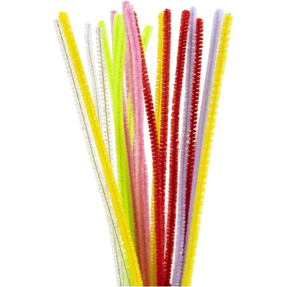 Chenille piberensere 24 stk. Forårsfarver