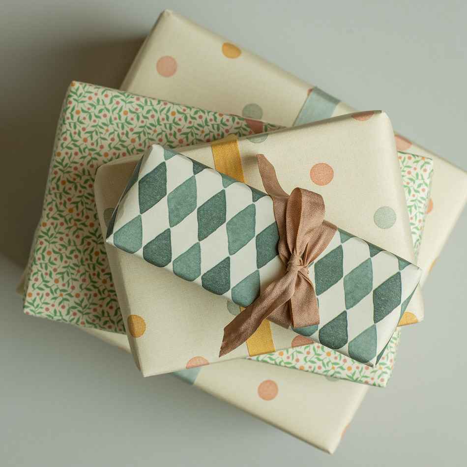 Maileg Gavepapir 10 meter, Harlekin blå