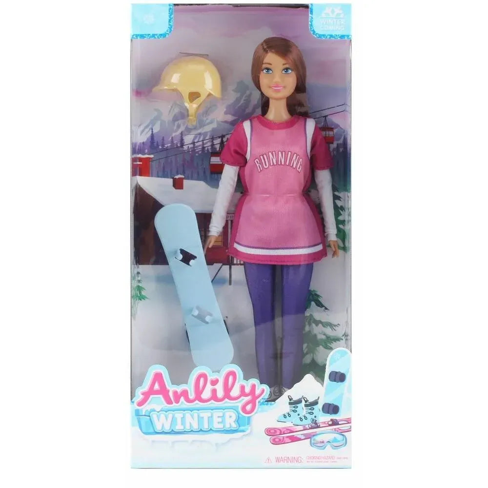 Anlily Dukke med snowboard