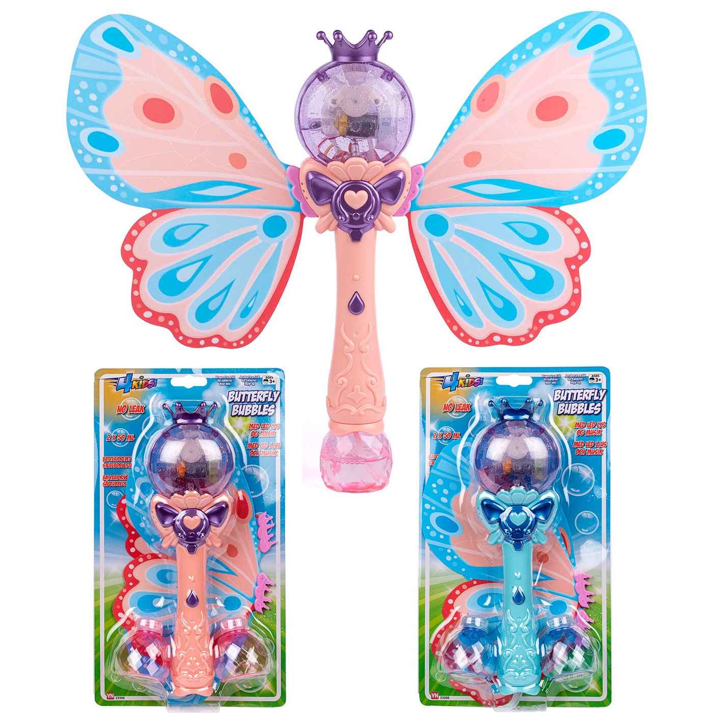 4 Kids Butterfly Bubbles Sæbeboble festav med lys og musik