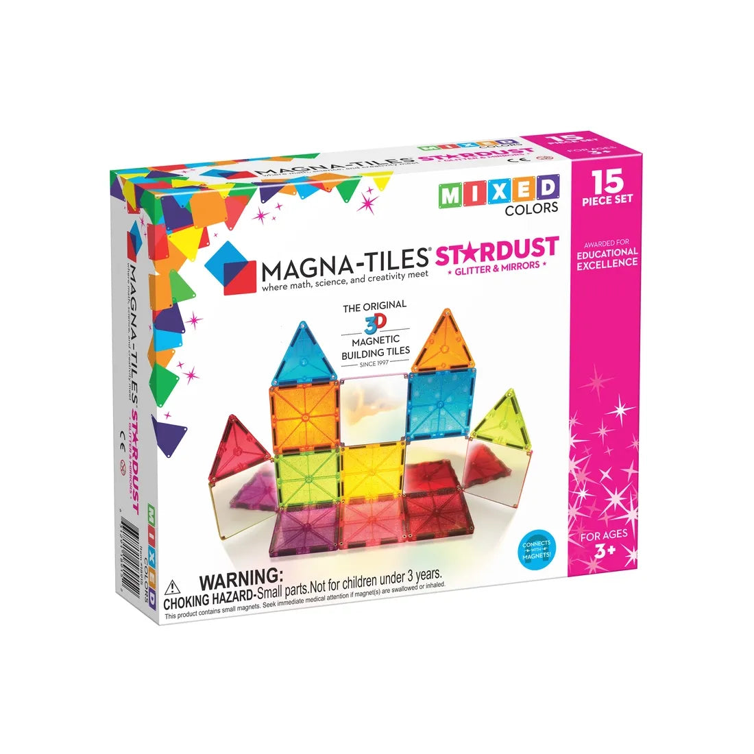 Magna Tiles Stardust Glitter Mirrors 15 dele Leg ide