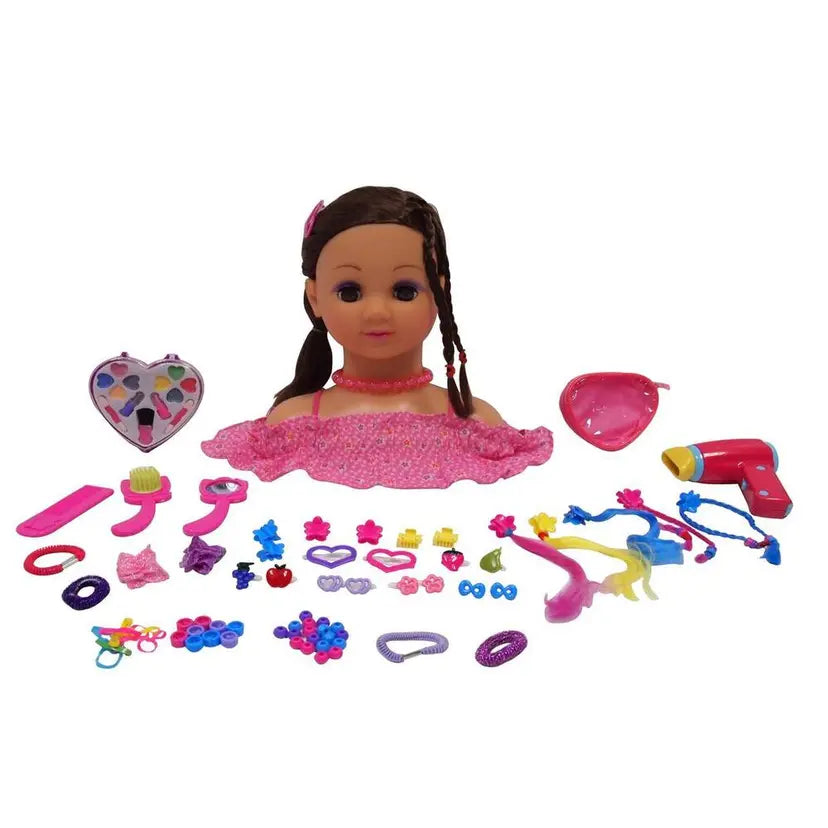 Sminkehoved med brunt hår