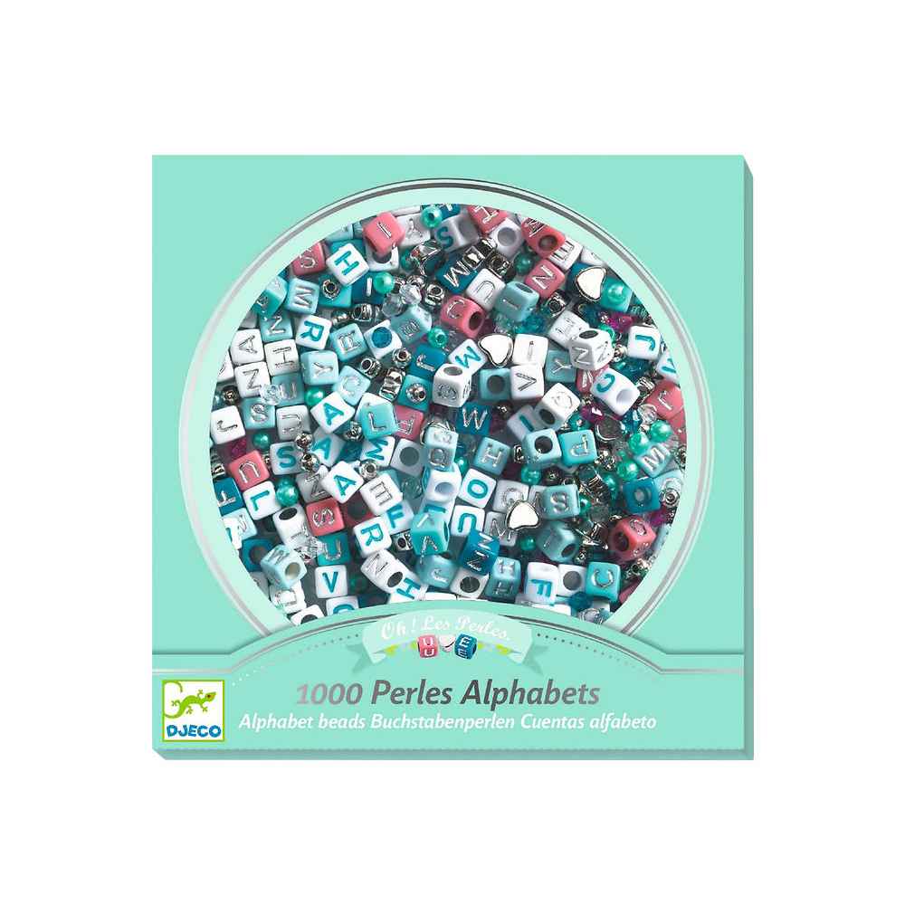 Djeco Kreativ æske med plastperler, Alfabet sølv