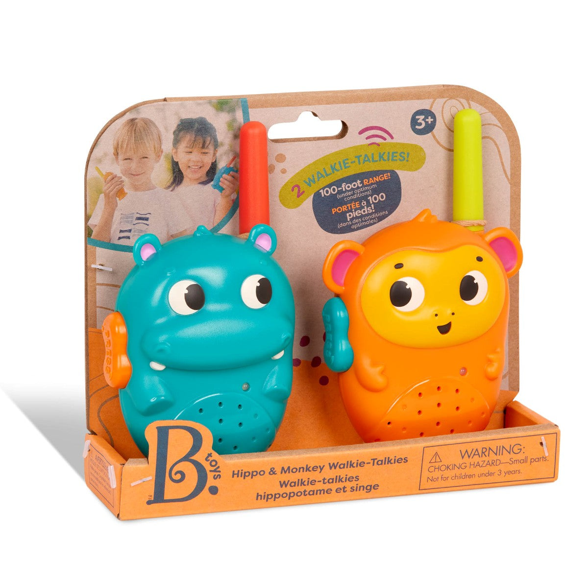 B. Toys Walkie-talkie sæt, Flodhest og abe
