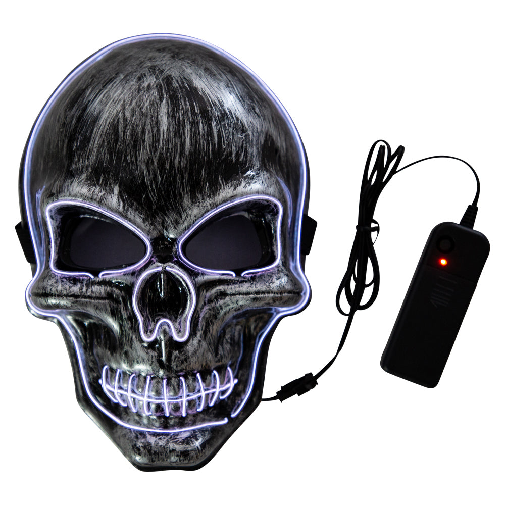 Halloween Kranie maske med hvid LED