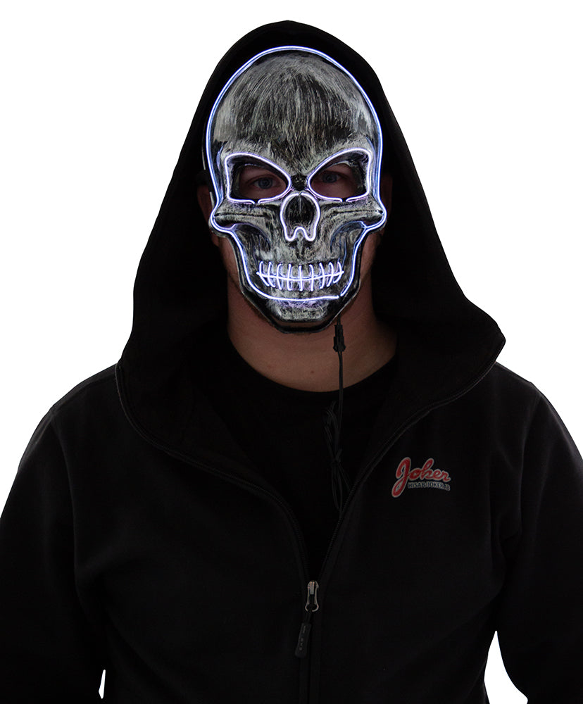 Halloween Kranie maske med hvid LED
