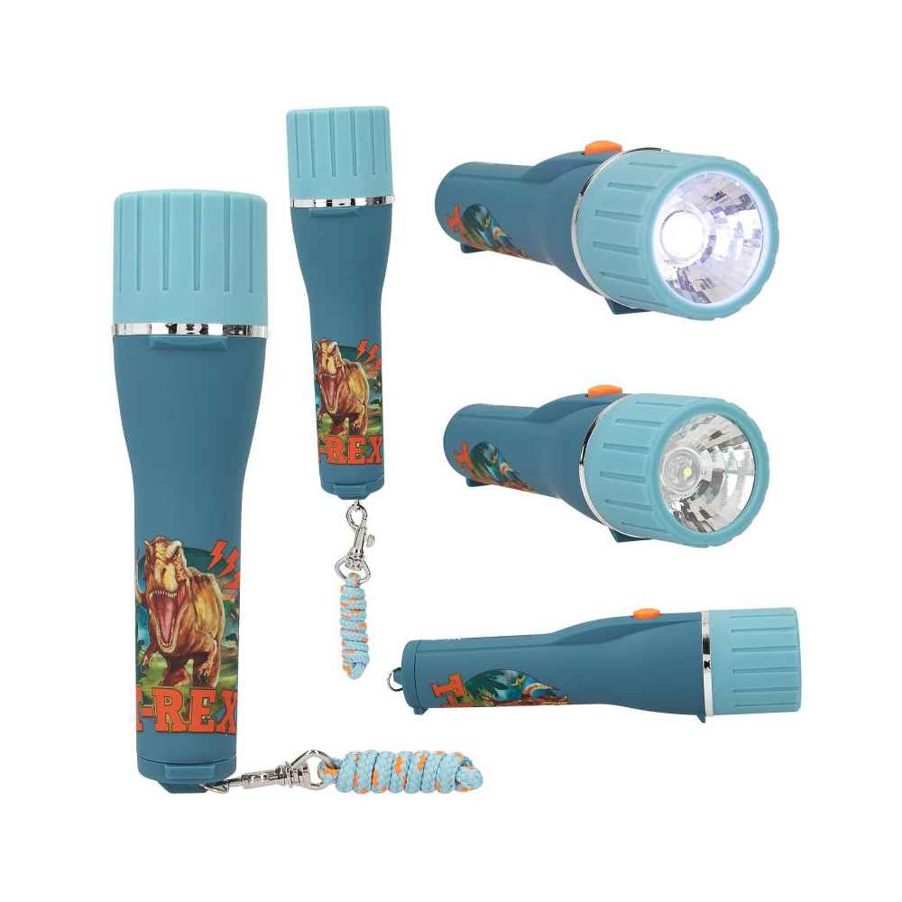 Dino World Lommelygte med timer ass. 1 stk.