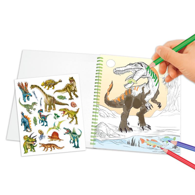 Dino World Malebog med paillet øje