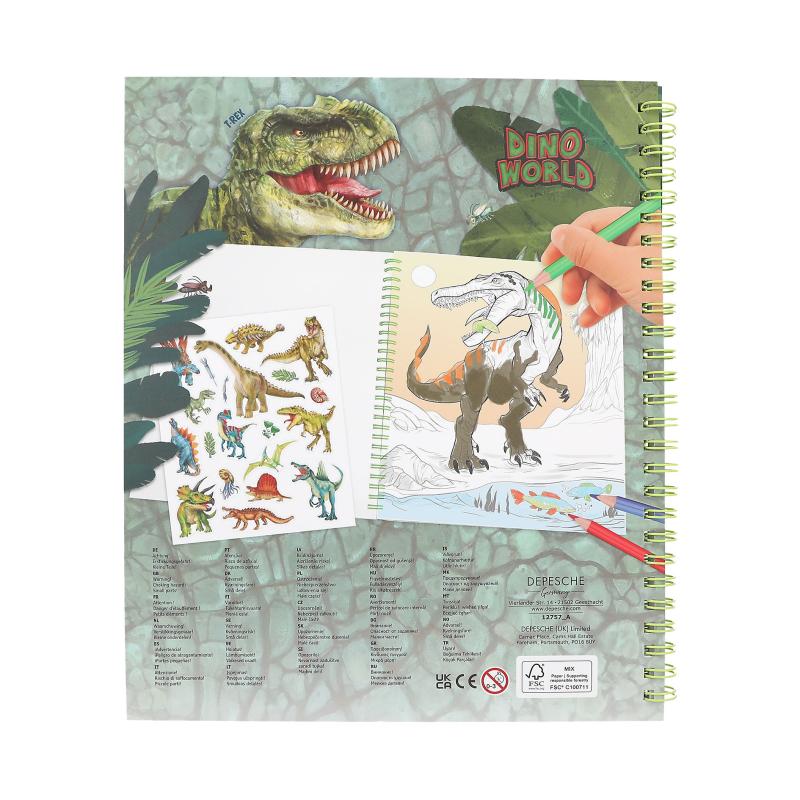 Dino World Malebog med paillet øje