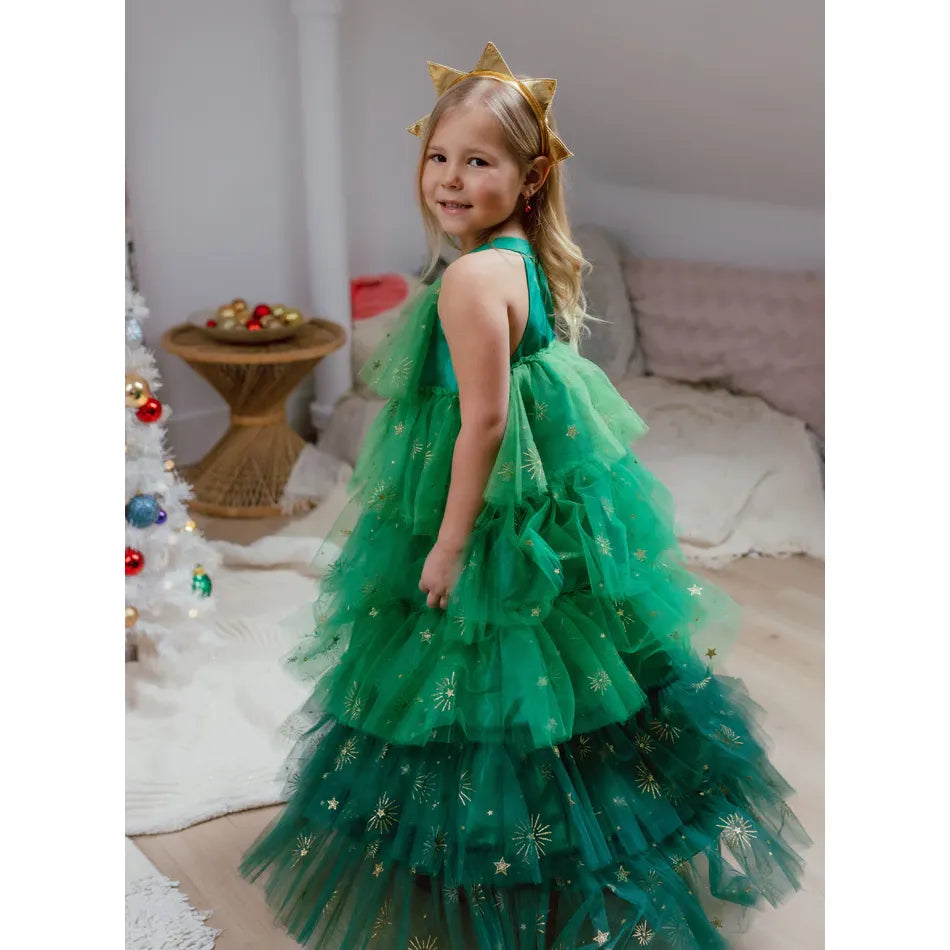 Great Pretenders Juletræskjole med hårbånd str. 5-6 år