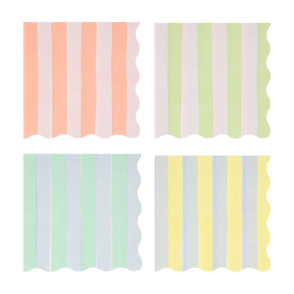 Meri Meri Servietter str. L, Pastel Stripes