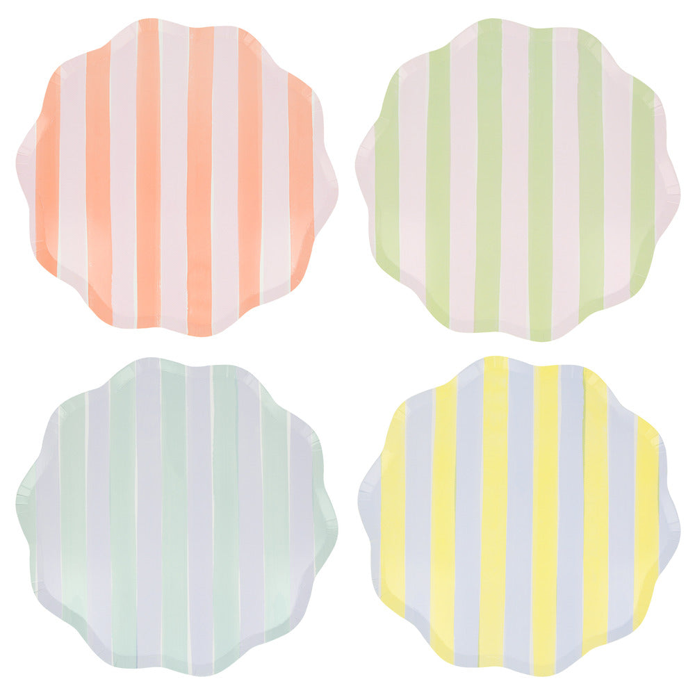 Meri Meri Paptallerkner str. L, Pastel Stripes