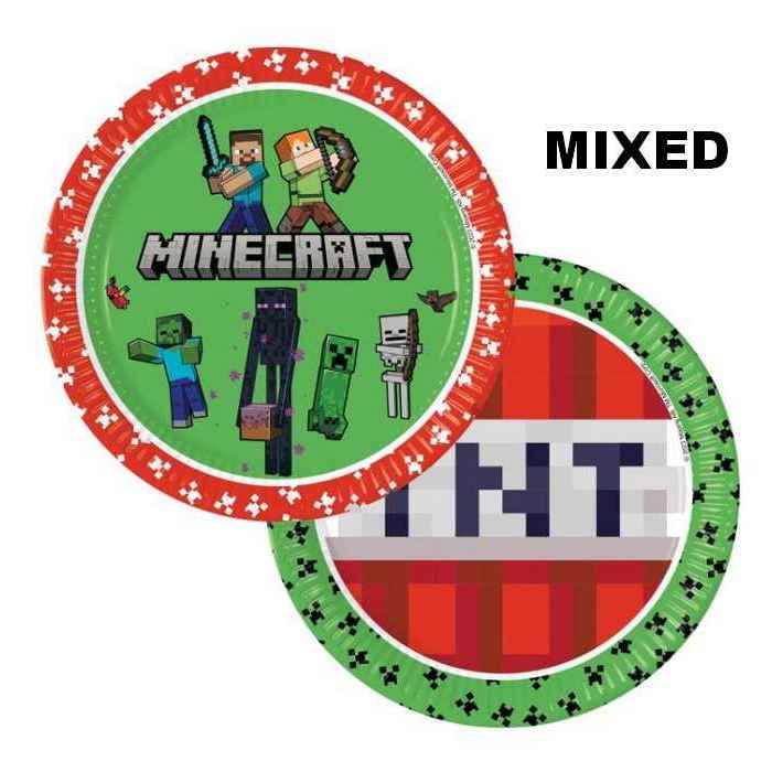 Minecraft Paptallerkner 8 stk.