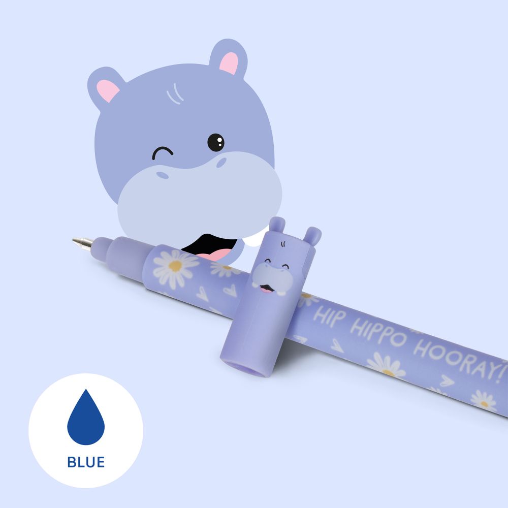 Legami Erasable Gelpen blå, Hippo