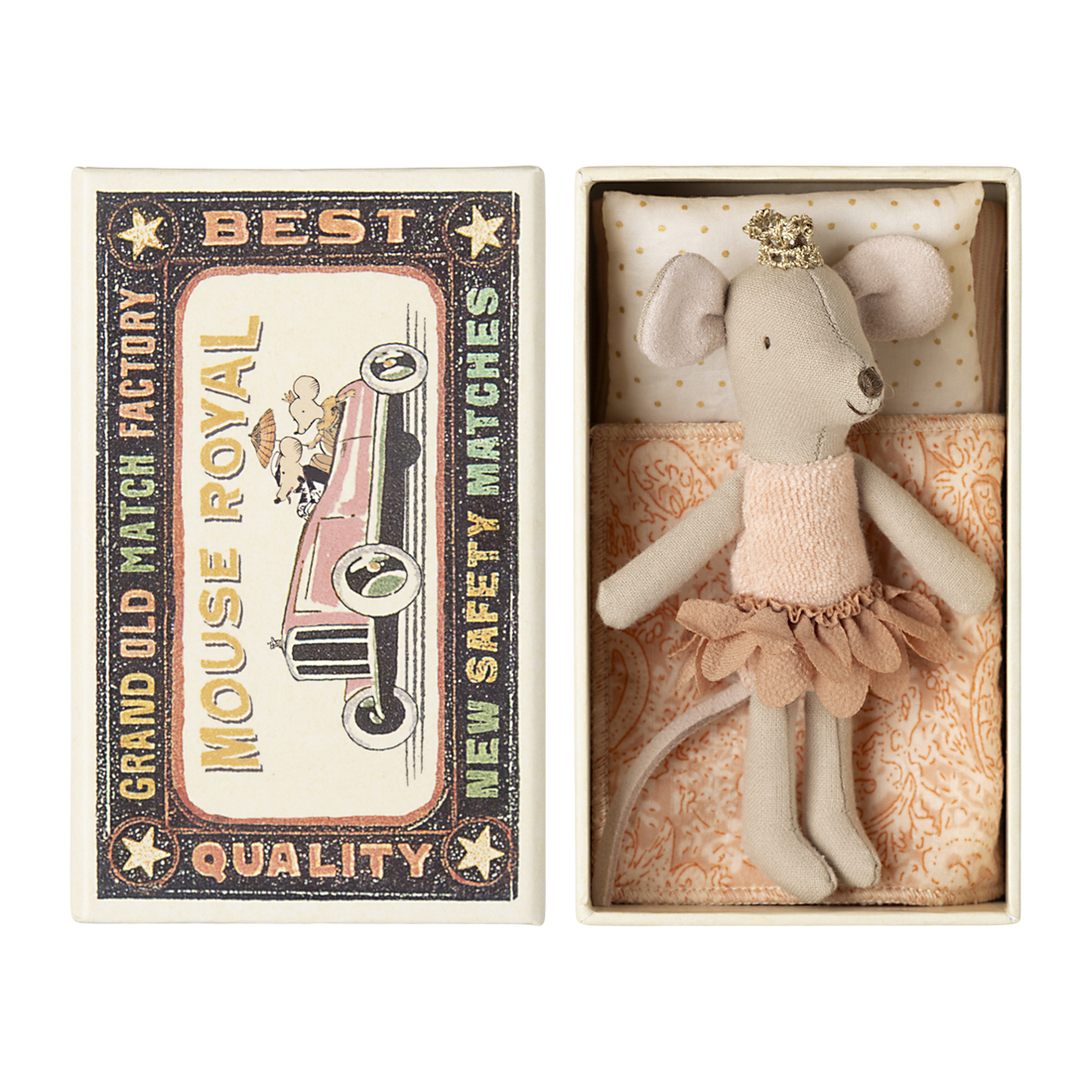 Maileg Prinsesse mus lillesøster i tændstikæske