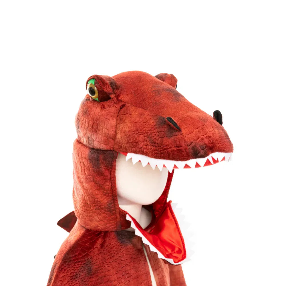 Great Pretenders Dinosaurkappe str. 7-8 år, Grandasaurus T-Rex rød/sort