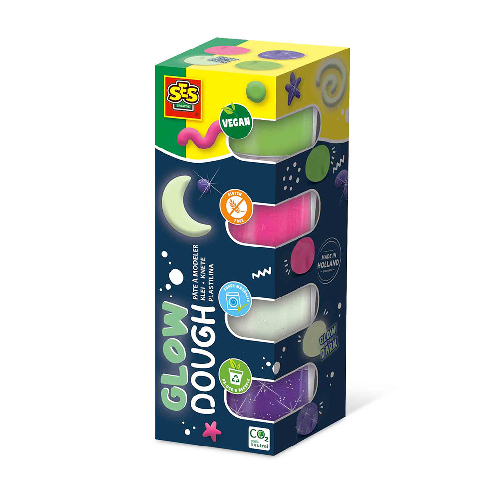 SES Creative Modellervoks silkeblød 4 stk. Glow In The Dark