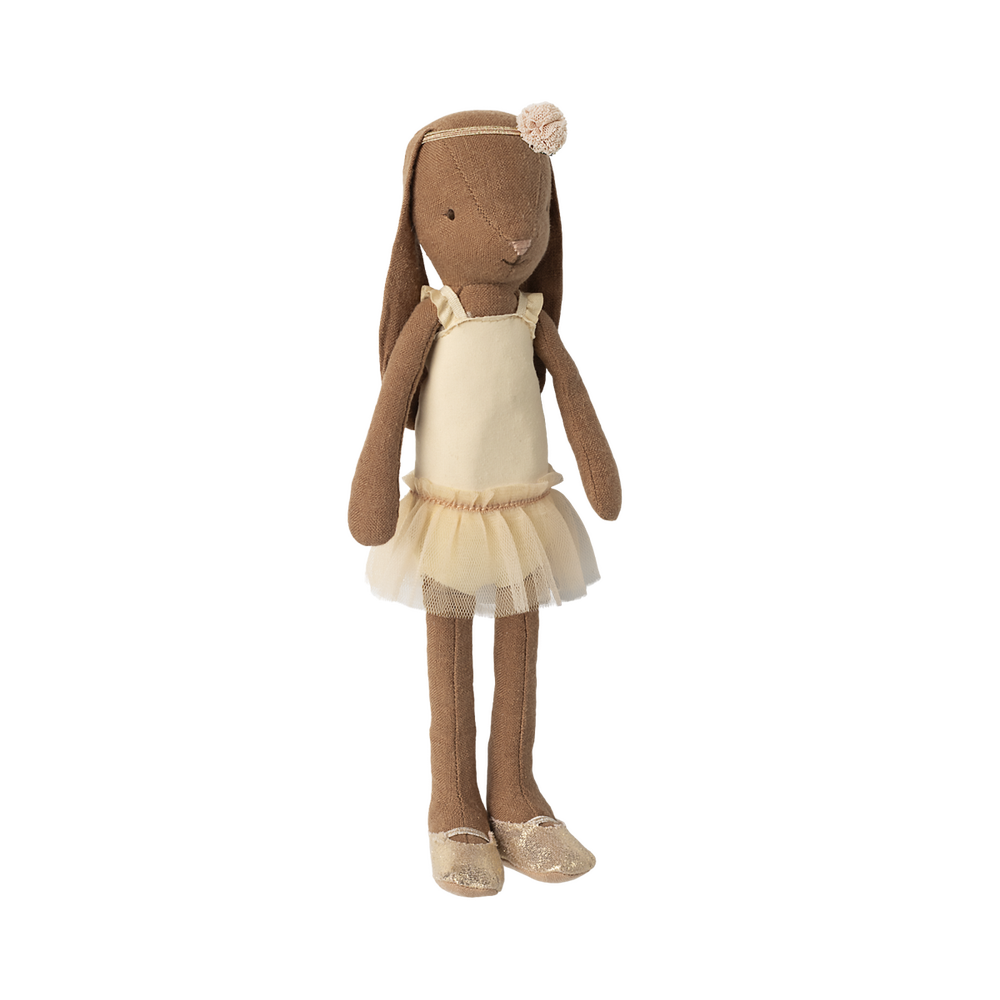 Maileg Kanin str. 2, Brun - Balletdragt og tylskørt creme