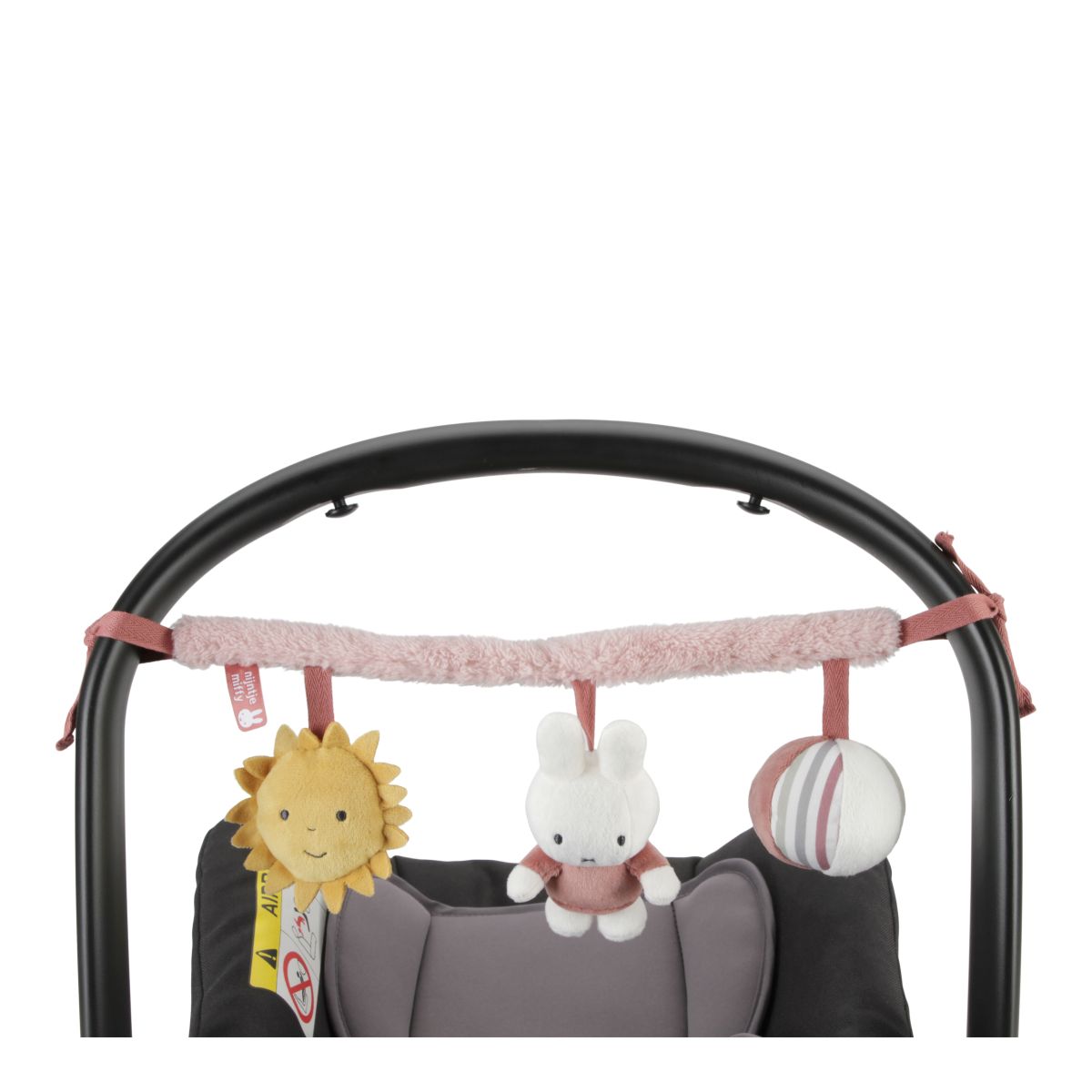 Miffy Barnevognskæde i stof, Fluffy Pink