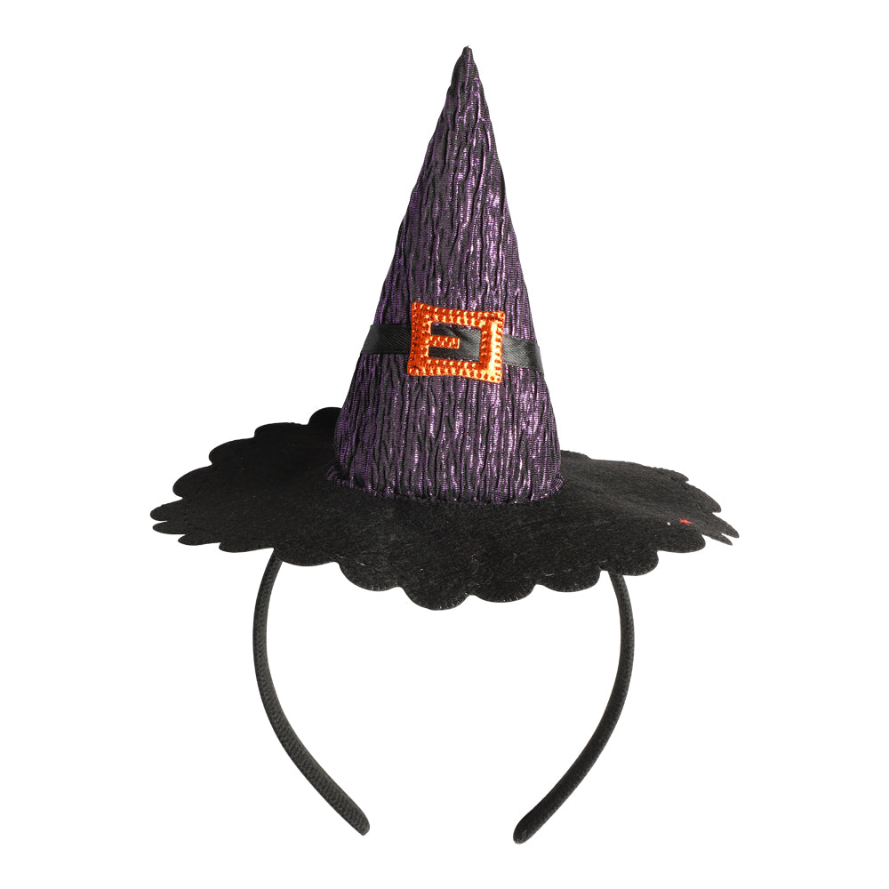 Halloween Hekse hårbøjle lilla glimmer