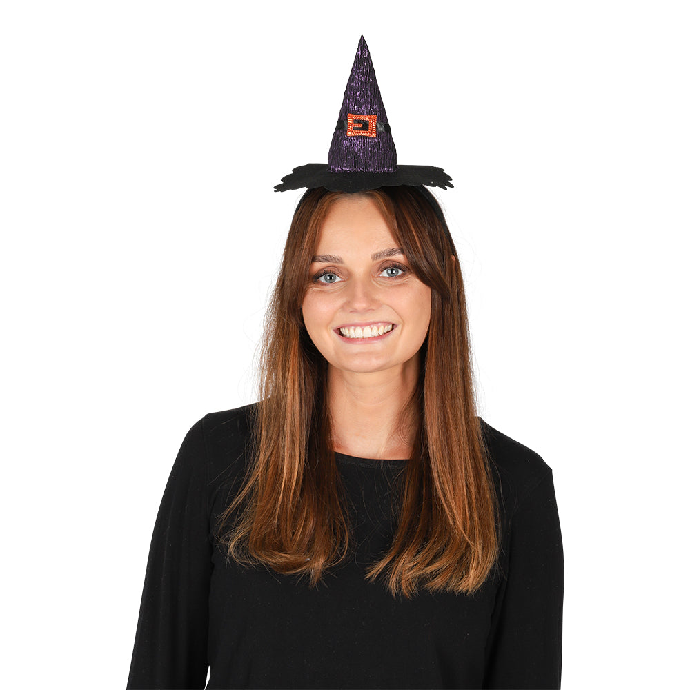 Halloween Hekse hårbøjle lilla glimmer