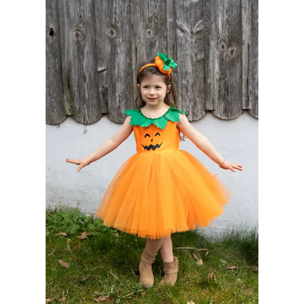 Great Pretenders Græskarkjole med hårbøjle str. 5-6 år