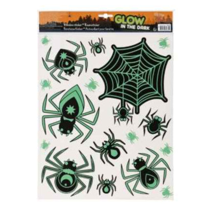 Halloween Vinduesstickers ass. 1 ark, Glow in the dark