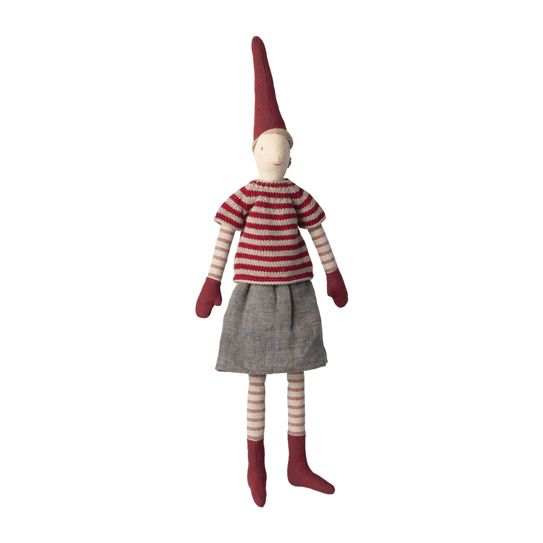 Maileg Nisse str. 3, Pige nederdel strikket sweater