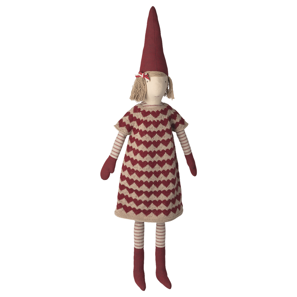 Maileg Nisse str. 5, Pige strikket kjole