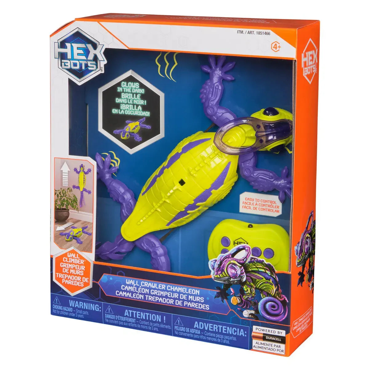 Hex Bots Vægkravelende selvlysende kamæleon grøn/lilla