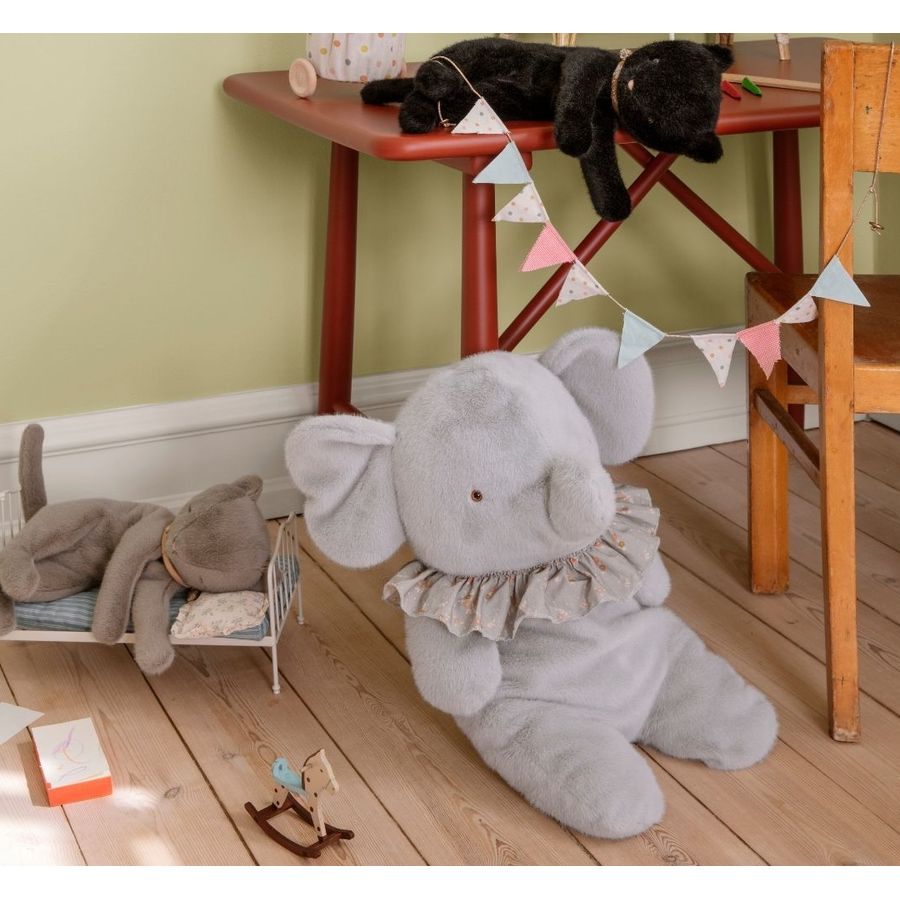 Maileg Plyselefant stor, Blå/grå