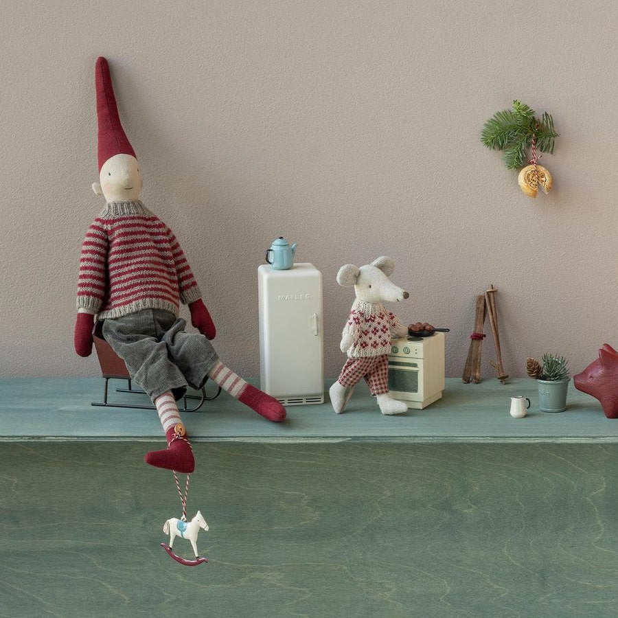 Maileg Nisse dreng str. 3, Stribet strikket sweater