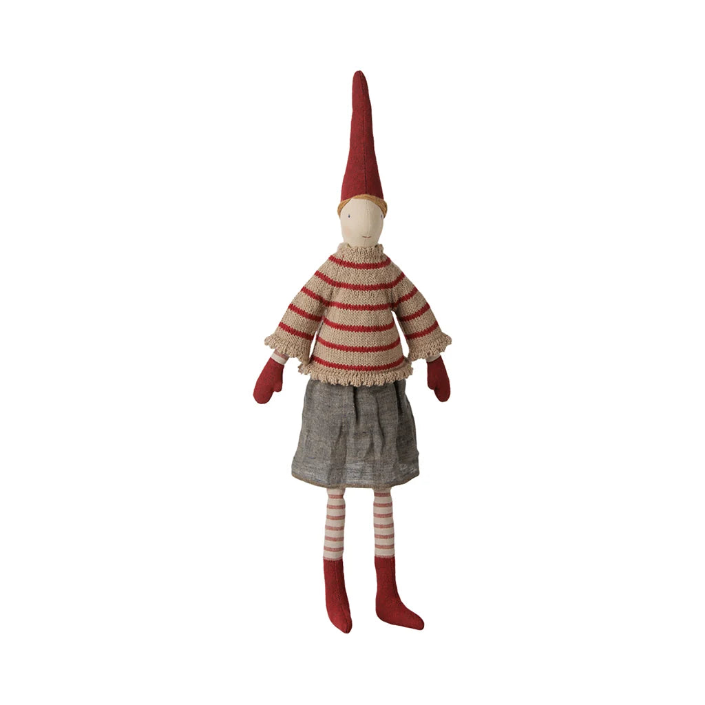 Maileg Nisse pige str. 3, Stribet strikket sweater