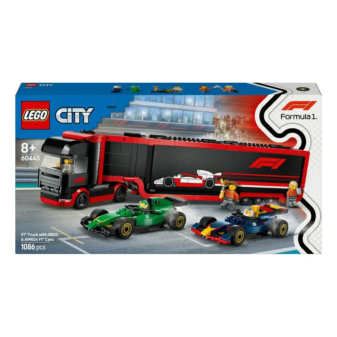 60445 LEGO City F1®-lastbil med RB20 og AMR24 F1®-biler