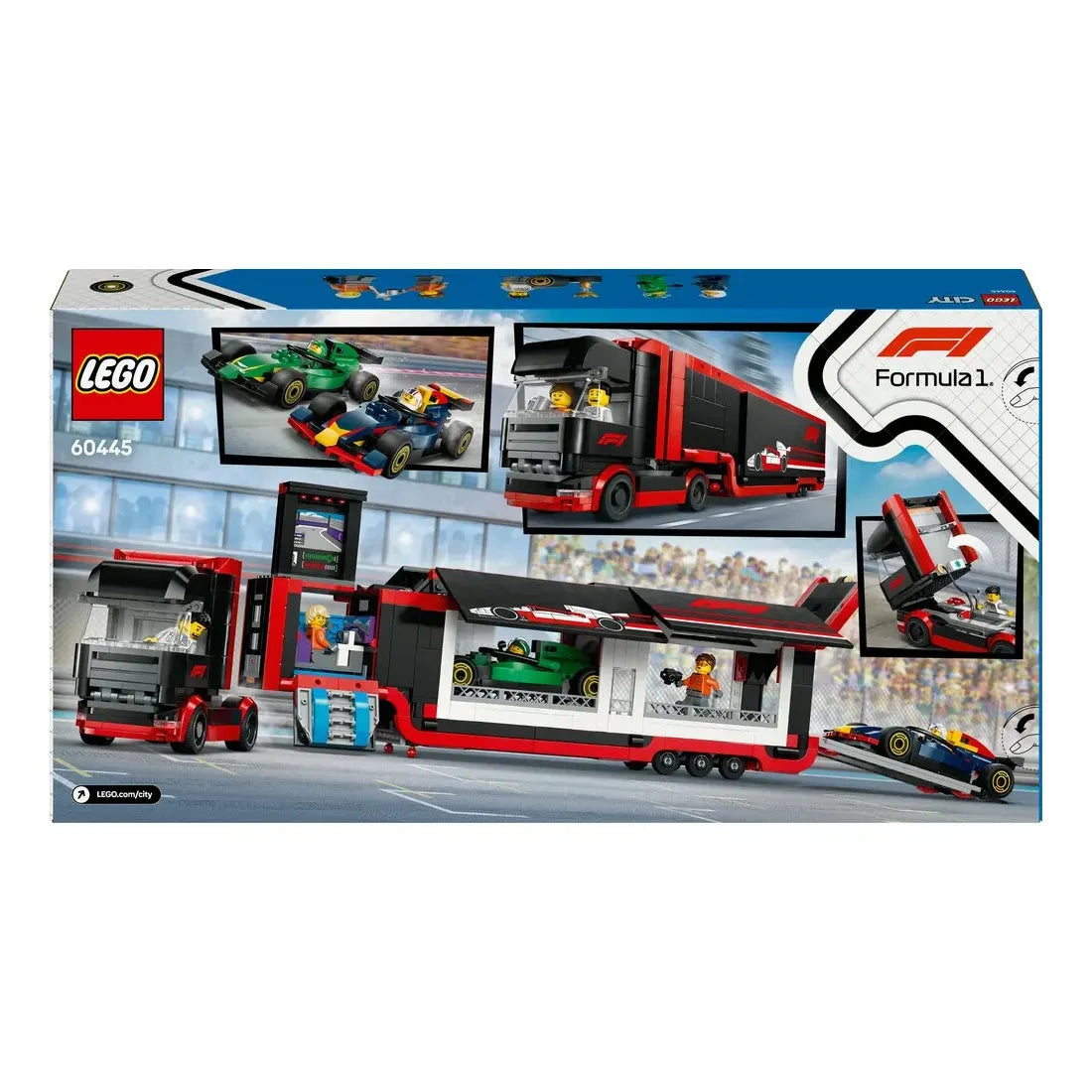 60445 LEGO City F1®-lastbil med RB20 og AMR24 F1®-biler