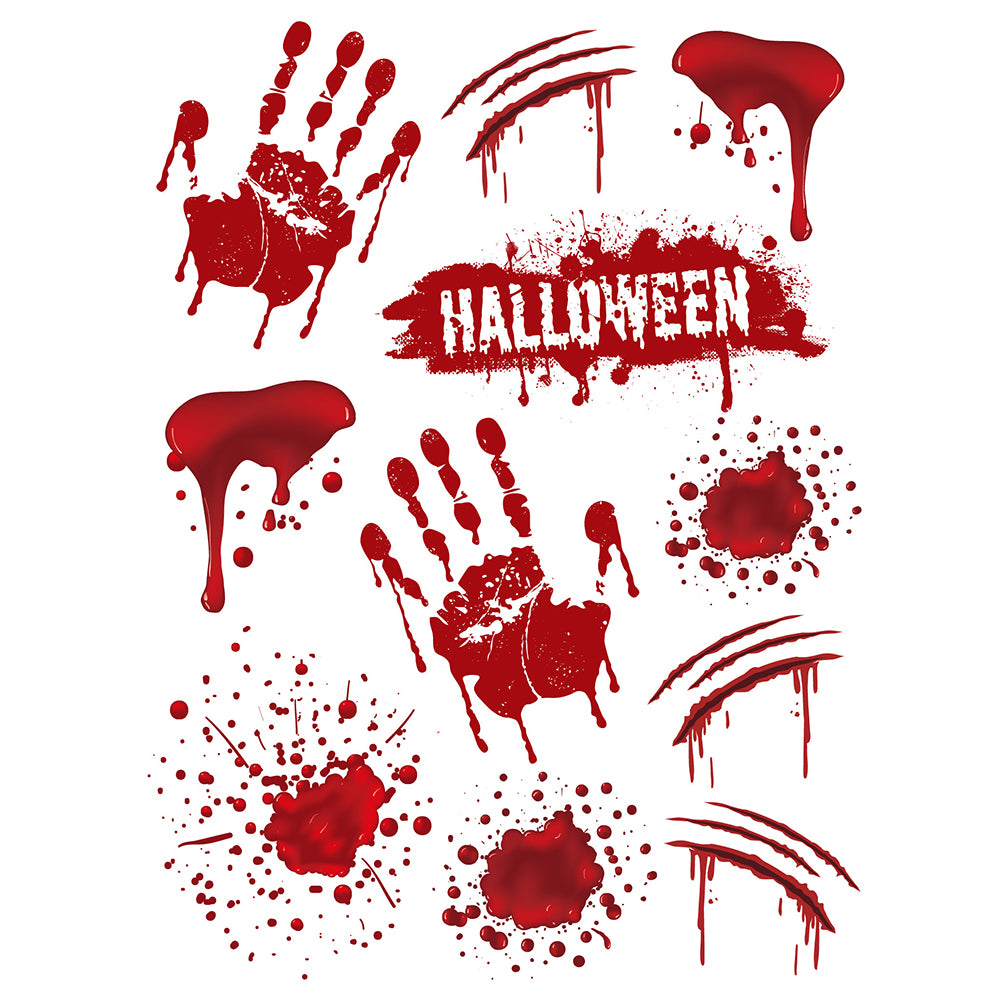 Halloween Vinduesstickers med blodige hænder 2 ark