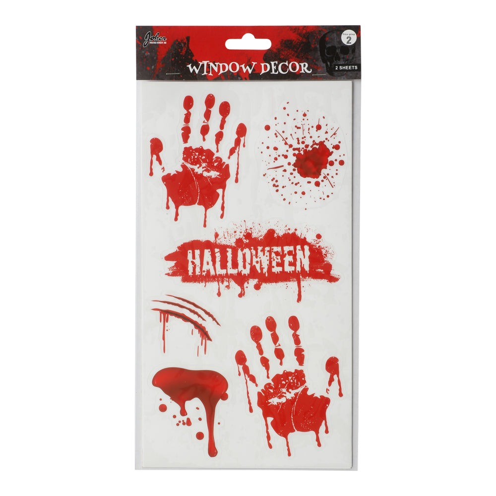 Halloween Vinduesstickers med blodige hænder 2 ark