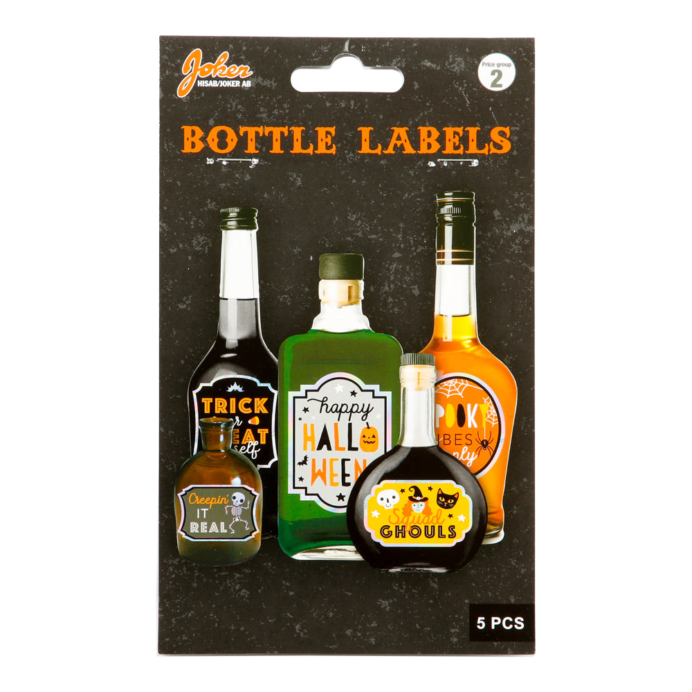 Halloween Flaske stickers 5 stk.