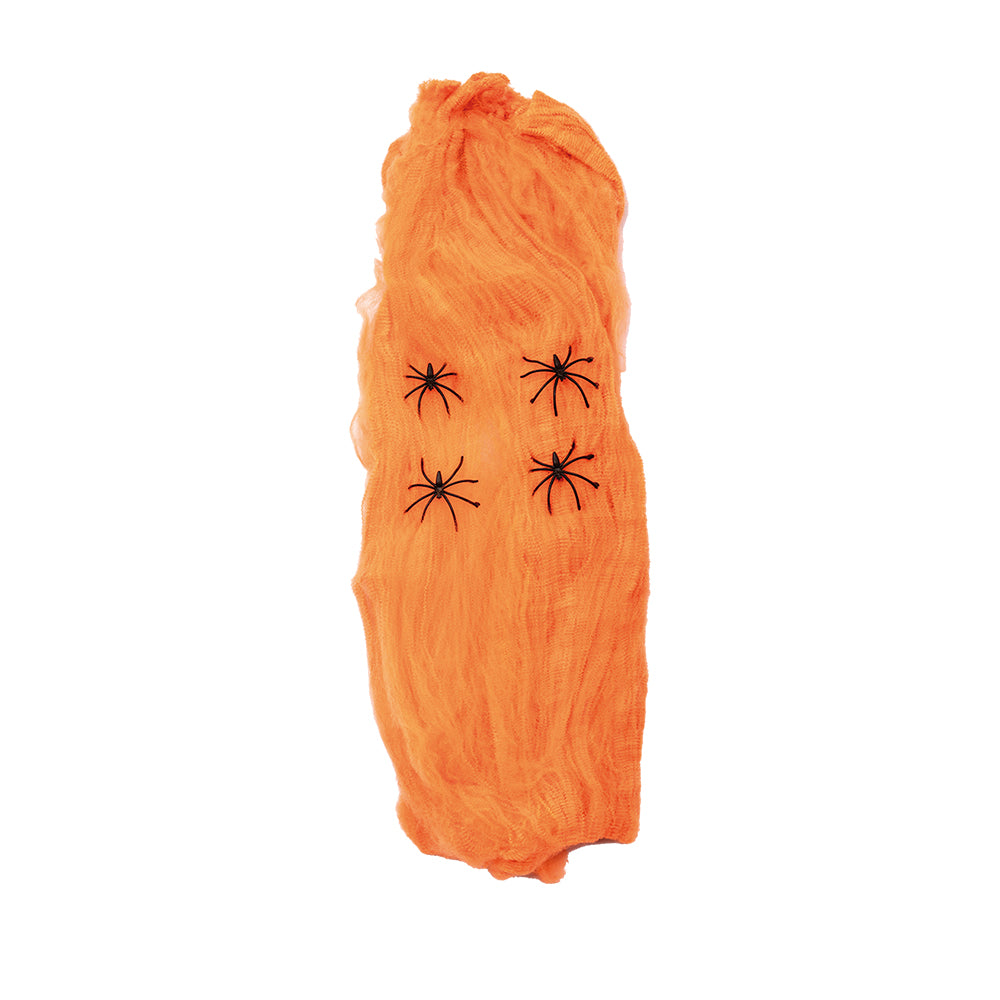 Halloween Spindelvæv med 4 edderkopper, Orange