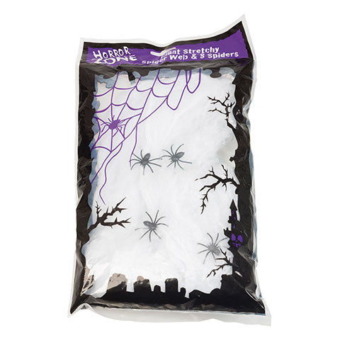 Halloween Spindelvæv med 4 edderkopper, Hvid